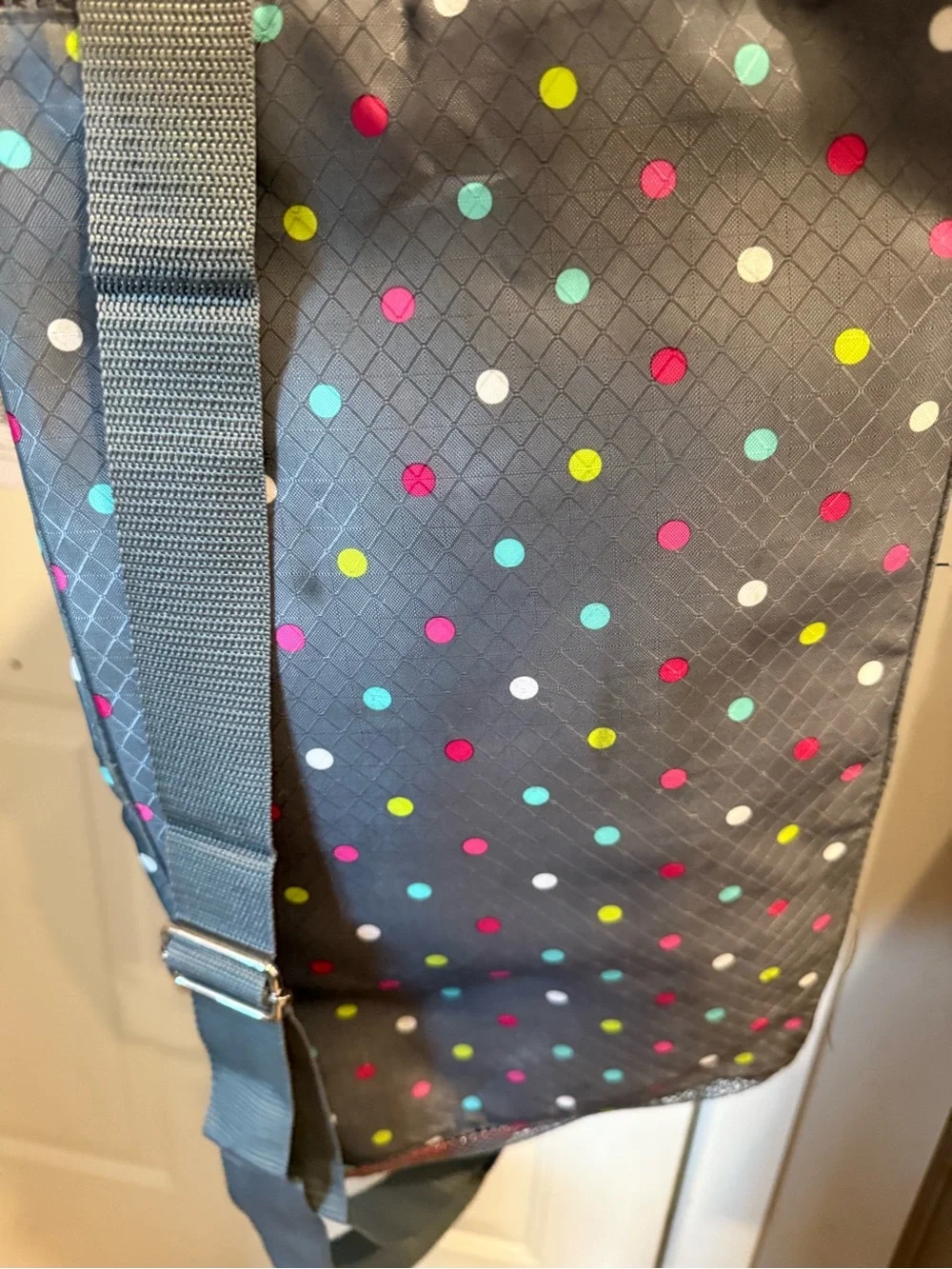 thirty-one Gray Polka Dot Shoulder Tote with Multicolor Dots